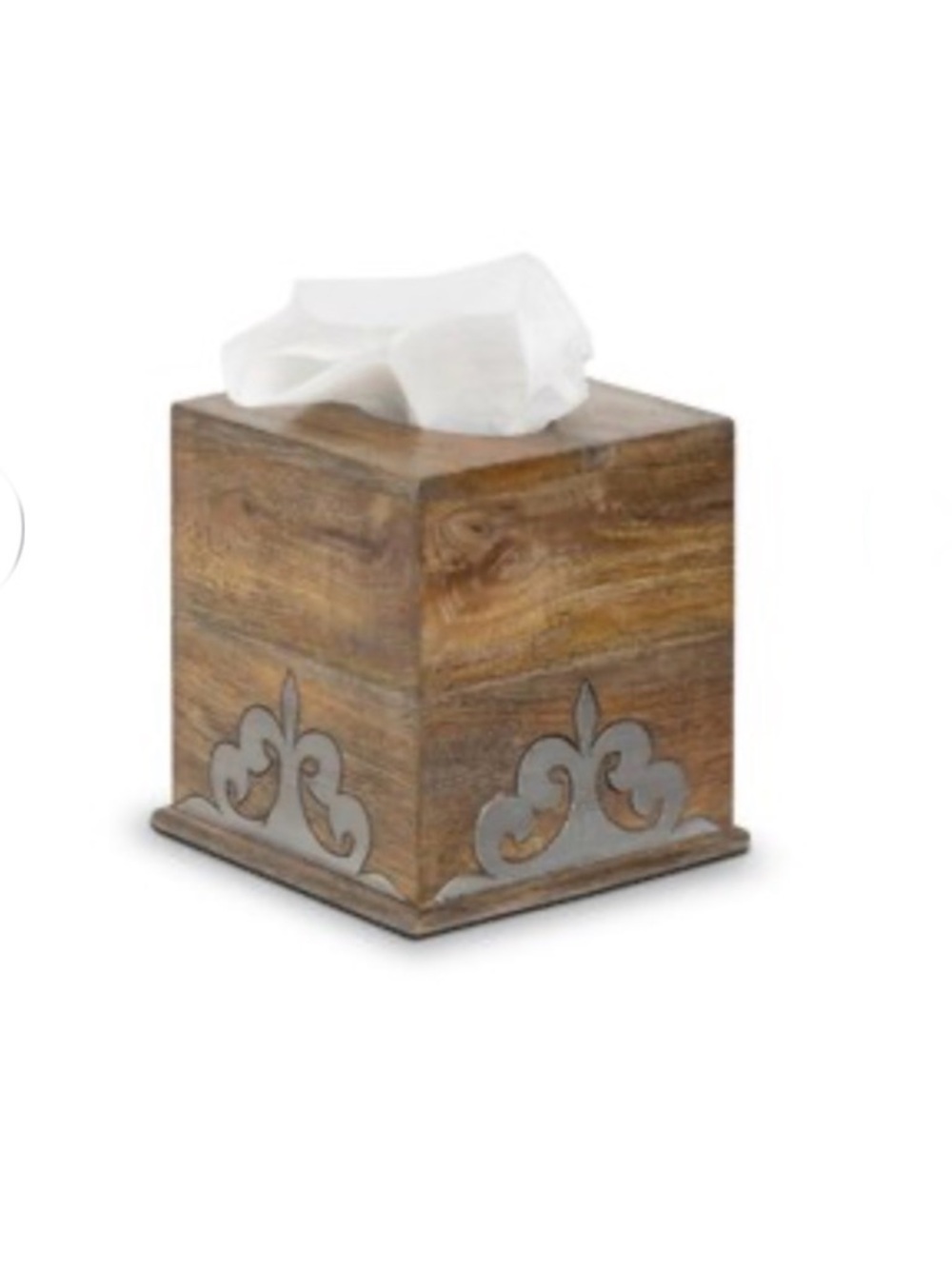 Gg Collection Heritage inlay wood tissue box -Elegant mango wood and metal